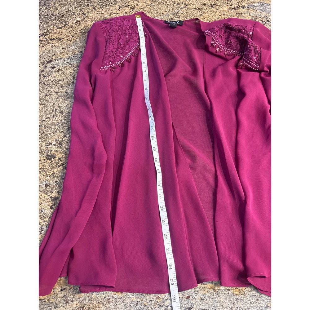 SLNY Womens Plum Purple Beaded Tiered Dress Jacket 2-piece Set Size 14 - Picture 11 of 13